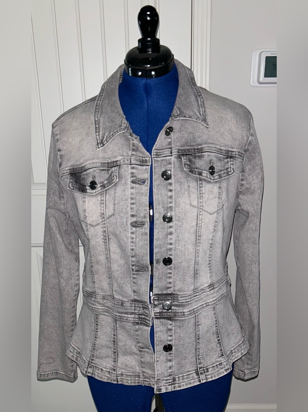Skinnygirl Gray Washed Denim Jacket